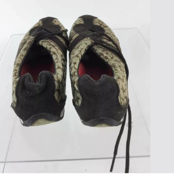 Coach Brown/Tan Logo Jacquard Suede Trim Sneakers - Picture 8 of 8